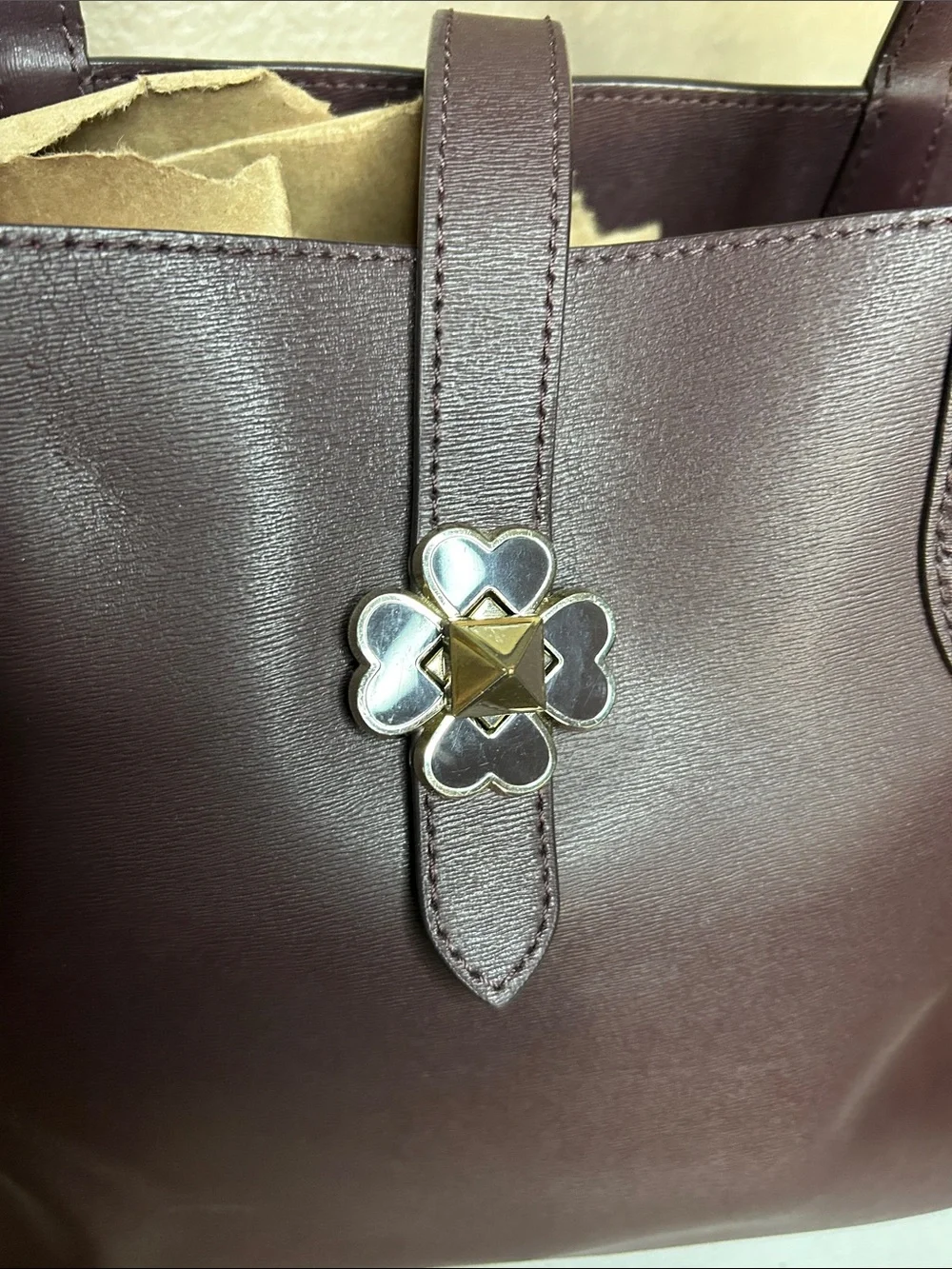KATE SPADE Kaci Chocolate Cherry Leather Large Tote Bag